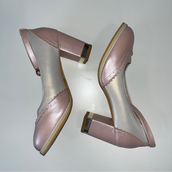Pink and Ivory Vintage Style Chunky Heels - Never Worn - Size 39 - Picture 3 of 6